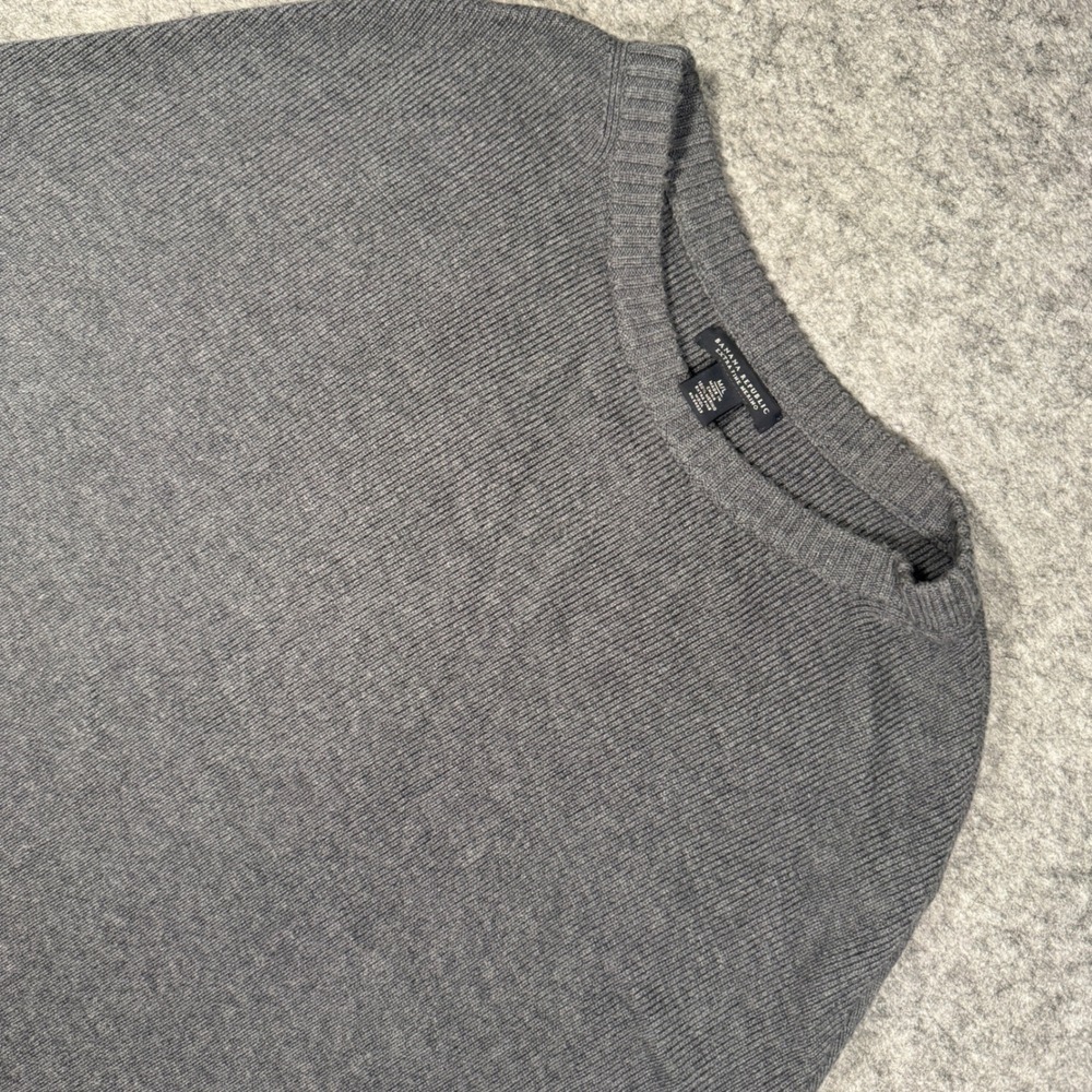 Banana Republic Extra Fine‎ Merino Wool Poncho Sweater Gray Leather Trim M/L